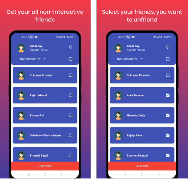 App Unfriend non-interactive friends