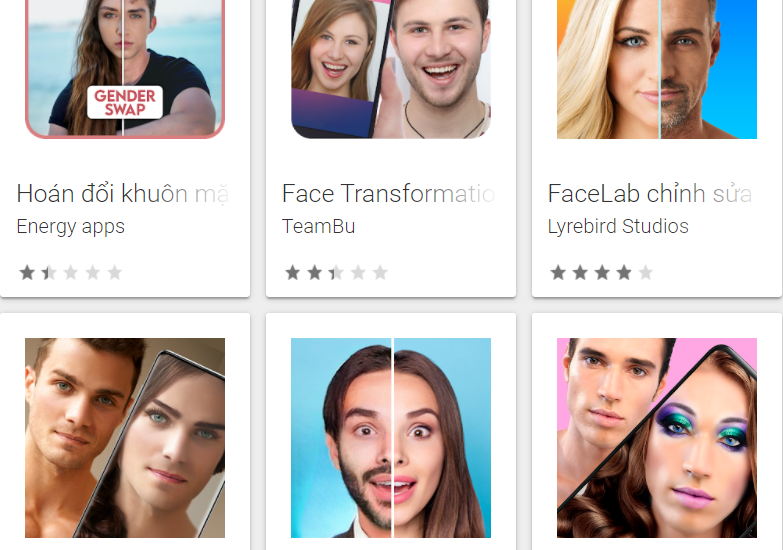 Top 7 app chuyển giới, chuyển đổi khuôn mặt nữ thành nam ios và android 2022